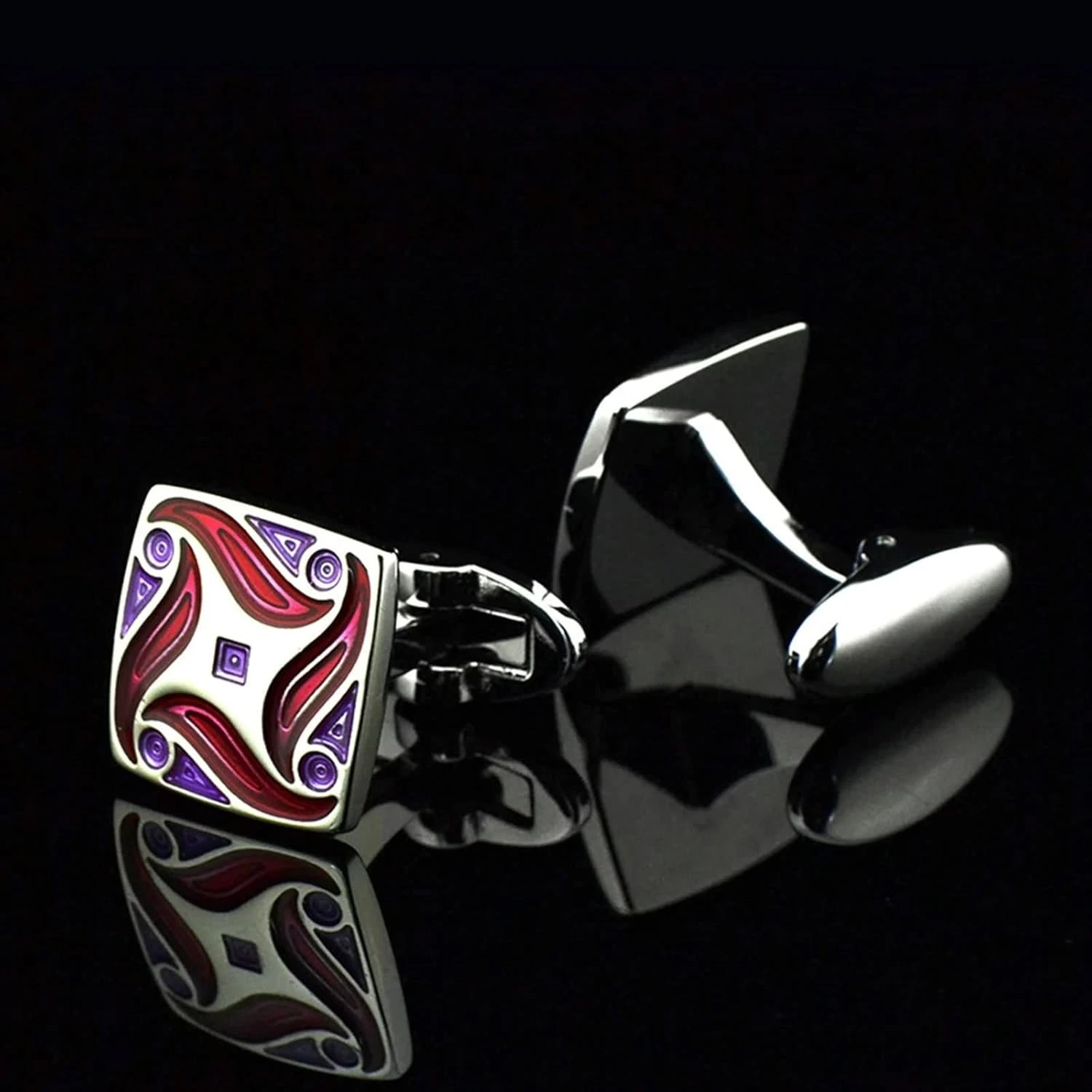 Banemi Silver Boutons De Manchette Gravé, Boutons De Manchette Groom Personnalisé Émail Carré Ensembles Pour Dîner De Noël 1.6CM 5 Banemi Silver Boutons De Manchette Gravé, Boutons De Manchette Groom Personnalisé Émail Carré Ensembles Pour Dîner De Noël 1.6CM – Image 3