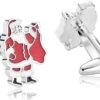 Banemi Classique Boutons De Manchette, Boutons De Manchette 2022 En Acier Inoxydable Père Noël Blanc Rouge Cadeaux De Mariage Pour Groom 2X1.4cm