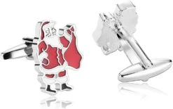 Banemi Classique Boutons De Manchette, Boutons De Manchette 2022 En Acier Inoxydable Père Noël Blanc Rouge Cadeaux De Mariage Pour Groom 2X1.4cm