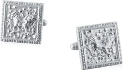 Banemi Boutons De Manchette Et Studs Set, Argent Boutons De Manchette Set En Acier Inoxydable Animal Motif Sets Pour Dîner De Noël 2X2CM