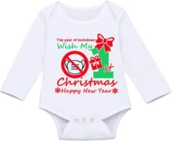 NLGToy Garçon Romper Enfant Lettre Année Romper Vêtements De Noël Combinaison Bébé De Noël Garçons Romper & Combinaison Filles (Blanc, 6-12 Mois)