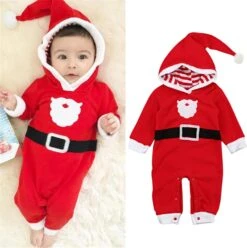 NLGToy Bébé Tenues Infantile Bébé Filles Garçons Ensembles Santa Rayé À Capuche Polaire Romper Combinaison De Noël Vêtements Infantile -Rose Magasin 61s872BVbeL. AC UL1500
