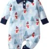 NLGToy Bébé Garçon Romper Combinaison Enfant Enfants Filles Garçons Infantile Mignon Noël Bonhomme De Neige Imprime Romper Combinaison Chiffons (Blue, 9-12 Mois) -Rose Magasin 61uI36rslL. AC SL1500