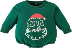 3 Mois Bébé Garçon Vêtements D'hiver Nouveau-né Infantile Bébé Unisexe Coton Imprimer Automne Noël À Manches Longues Romper Body (Vert, 6-12 Mois)