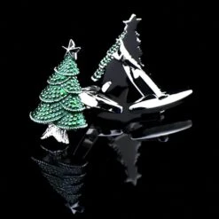 Hoisy Cufflink Chemise, Manchette Liens Set Arbre De Noël Argent Vert Boutons De Manchette Pour Tuxedo Chemises Mariage D'affaires -Rose Magasin 61xeAW7DL. AC UL1500