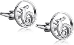 Banemi Boutons De Manchette Personnalisés, Boutons De Manchette Argentés Set Motifs Animaux En Acier Inoxydable Ensembles Pour Dîner De Noël 1.9X1.9CM