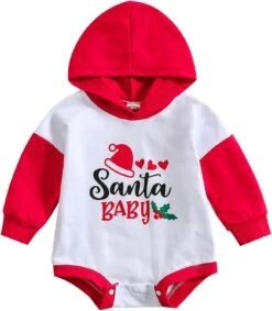 Bébé Bunny Chapeau De Noël Nouveau-né Bébé Garçons Filles Combinaisons Santa Lettre Imprimé Couleur Juste Un Vous Bébé