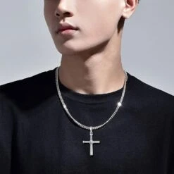 CEKAMA Croix Collier Pour Hommes Et Garçon 925 Sterling Argent Crucifix/Nail/Baseball Croix Pendentif Avec 22+2 Pouces Chaîne Bijoux Cadeaux Pour Noël Anniversaire -Rose Magasin 7102StZ0L. AC UL1500