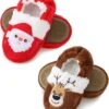 Eurzom 2 Paires De Noël Enfant Filles Fuzzy Pantoufles Mignon Chaud Peluche Enfants Maison Pantoufles Doux Animal Enfants Santa Pantoufles Chaussures (Medium) -Rose Magasin 710n jnFuL. AC UL1500