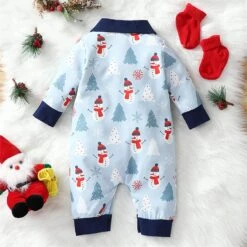 NLGToy Bébé Garçon Romper Combinaison Enfant Enfants Filles Garçons Infantile Mignon Noël Bonhomme De Neige Imprime Romper Combinaison Chiffons (Blue, 9-12 Mois) -Rose Magasin 710rggCowBL. AC SL1500