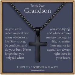 Cadeaux De Collier Croisé Pour Hommes Lui, Collier En Argent / Or / Croix Noire Colliers Pendentif Croix En Acier Inoxydable Pour Hommes Anniversaire Anniversaire Anniversaire Cadeaux De Noël Pour Papa Fils Mari Petit Ami De Fille épouse