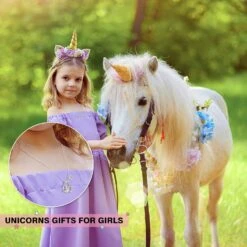 Licornes Cadeaux Pour Filles, 14K Or/Or Blanc/Rose Licorne Collier Pour Filles Initiale Licorne Bijoux Pour Enfants D'anniversaire Cadeaux Pour Filles Coloré CZ Bijoux De Noël Licorne Cadeaux Pour Filles Âge 6-8-10-12-16-18 -Rose Magasin 710umrrRc1L. AC UL1500