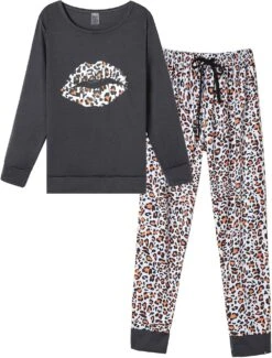 HONG HUI Femmes Pyjamas Ensemble Doux De Noël Pjs Vacances Loungewear Ensemble À Manches Longues Top Avec Pantalon, S-3XL