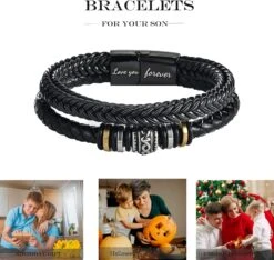 Bracelets En Cuir Tressé Pour Hommes, Bracelet En Cuir Pour Hommes Avec Bracelet En Bracelet En Acier Inoxydable Bracelet De Bracelet De Noël Bracelet De Noël Anniversaire De Retour à L'école Cadeaux Pour Fils Petit-fils -Rose Magasin 711wDVcjzzL. AC UL1500