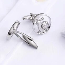 Banemi Boutons De Manchette Personnalisés, Boutons De Manchette Argentés Set Motifs Animaux En Acier Inoxydable Ensembles Pour Dîner De Noël 1.9X1.9CM -Rose Magasin 715hSo SLHL. AC UL1500