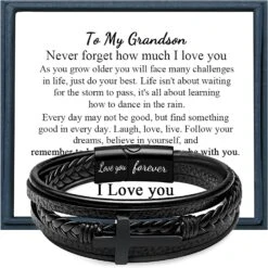 Bracelet En Cuir Pour Hommes Avec Croix De Fermoir Bracelet En Cuir Tressé Inspirant Noir Pour Hommes Garçons Bracelet En Cuir Multicouche Bracelet Bracelet De Bracelet De Noël Anniversaire De Noël Cadeaux De Saint-Valentin Pour Petit Ami Marié Frère Fils Petit-fils