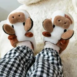 Filles Noël Pantoufles Enfants Chaussures Maison Pantoufles Chambre Maison Pantoufles Bande Dessinée Vache Coton Pantoufles Chaussures -Rose Magasin 718AXTVg NL. AC UL1500