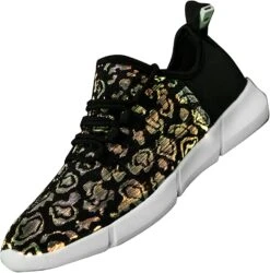 Chaussures à Fibre Optique LED PYYIQI Sneakers Lumineux Pour Femmes Hommes Baskets Lumineuses Sneakers Clignotants Pour Festivals, Noël, Halloween, Fête Du Nouvel An Avec Charge USB, Blanc