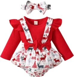 Mode Enfant Vêtements Nouveau-né Infantile Bébé Filles Coton Floral Automne Noël À Manches Longues Mignon Nouveau-nés Tenues