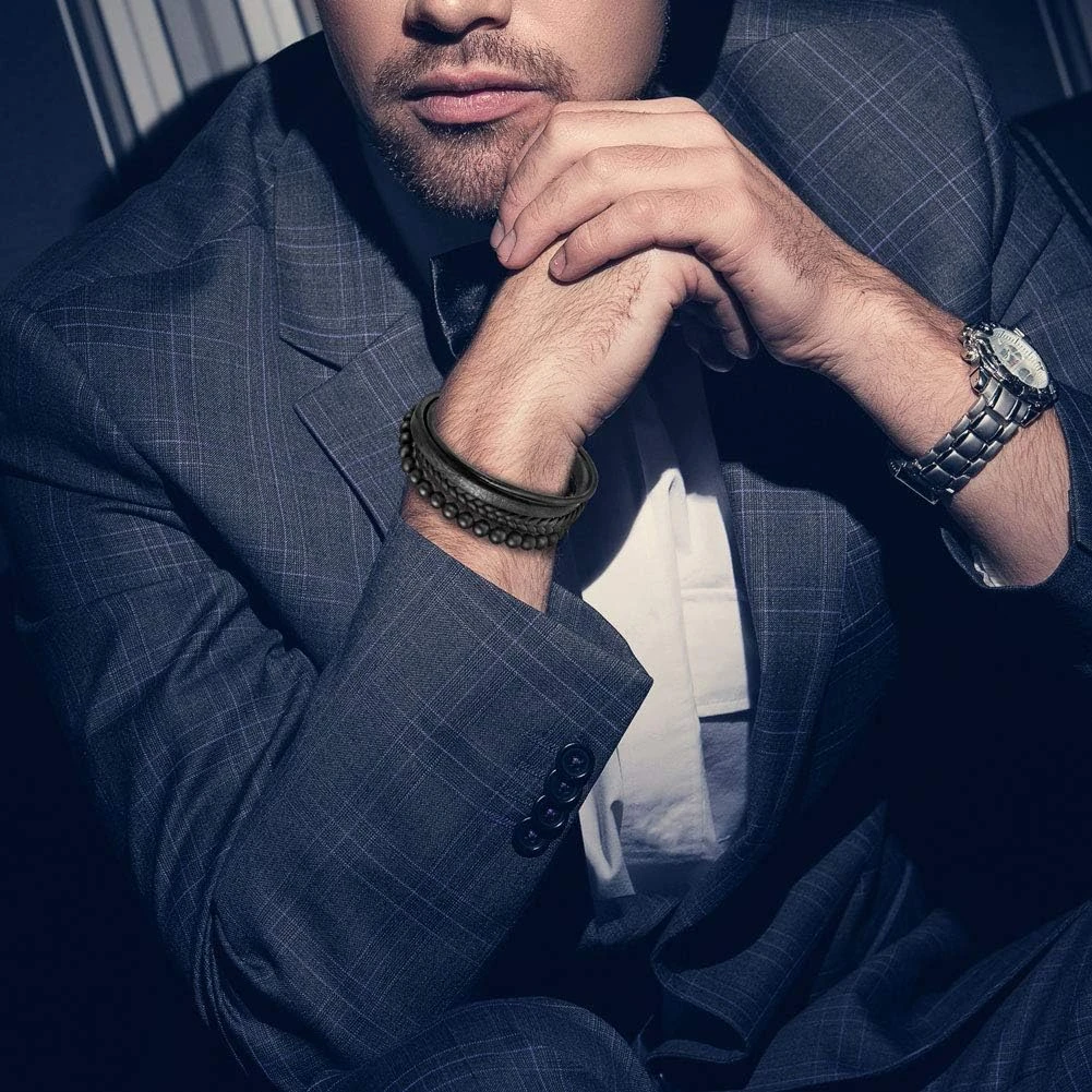 Bracelet En Cuir Pour Perle Pour Homme Murtoo, Perle Naturelle, Bracelet En Acier Et En Cuir Pour Homme Cadeau De Noël 9 Bracelet En Cuir Pour Perle Pour Homme Murtoo, Perle Naturelle, Bracelet En Acier Et En Cuir Pour Homme Cadeau De Noël – Image 7