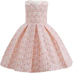 Infantile Robe De Noël Infantile Filles Robe Jupe Fleur Impressions Anniversaire Princesse Fille Mariage Lumineux (Rouge, 0-6 Mois)