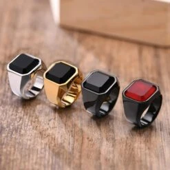 Anneaux En Onyx Noir Pour Hommes Anneaux En Acier Inoxydable Pour Agate Carré Pour Hommes, Bande D'anneau En Pouce Rose Pour Papa Cadeau De Bijoux Pour Père Pour Lui, Anillos De Hombre, Bague Pour Homme Pour Cadeau De Noël Pour Hommes Garçons -Rose Magasin 71I5f4sP5wS. AC UL1500