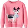Enfant Enfants Cerf Imprime Noël Filles Garçons Tricoté Pull Pull Manches Longues Hiver Chaud Tricoté Tops -Rose Magasin 71IEo67UZyL. AC UL1500