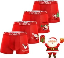 POWER UNICO FLOWER Trendy Boy Garçons Noël Coton Boxer Mémoires Sous-vêtements 2-12 Ans 4-Pack Couleur Rouge