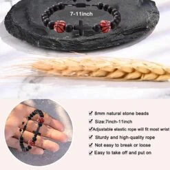AnChang Gifts For Teen Boys Baseball Basketball Bracelet Natural Stone Bead Cross Bracelet For Mens Boys Son Grandson Coach Anniversaire Graduation Cadeaux De Noël -Rose Magasin 71ITtSvzW7L. AC UL1500