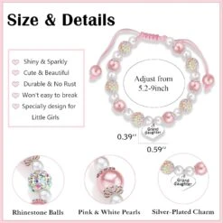 Bracelet Sam & Molly Pink Pearl Et Rhinestone Pour Little Girls Petite Fille Nièce Sweet Heart Charm Bracelet Pour Filles Anniversaire Noël Cadeaux De Pâques Pour Adolescente -Rose Magasin 71JDbAIS uL. AC UL1500