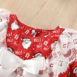 Enfants Manches Longues Sundress 6M à 5Years Enfant Filles De Noël À Manches Courtes Dentelle De Bande Dessinée Santa Print Robe De Noël -Rose Magasin 71KSIsy62L. AC UL1500