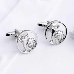 Banemi Boutons De Manchette Personnalisés, Boutons De Manchette Argentés Set Motifs Animaux En Acier Inoxydable Ensembles Pour Dîner De Noël 1.9X1.9CM -Rose Magasin 71L0CI5dXL. AC UL1500