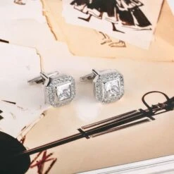 Banemi Boutons De Manchette Pour Père De Groom, Silver Cuff Links Ensembles De Polygone En Acier Inoxydable Pour Dîner De Noël 1.7X1.7CM -Rose Magasin 71MpTaRKUL. AC UL1500 1