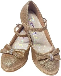 Rose Princesse Fleur Fille Robe Chaussures Pour Mariages Et Noël - Grande Et Petite Fille 2 Pouce Talon Haut Avec Étincelle Et Sangle