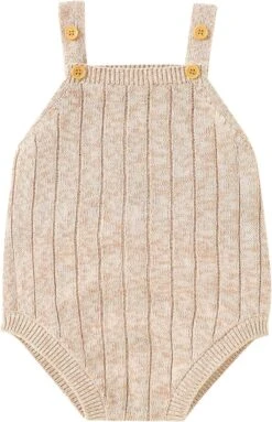 Garçon Rompers Nouveau-né Infantile Bébé Tricoter Romper Coton Sans Manches Garçon Fille Solide Chandail Vêtements De Noël Romper Bébé Fille (Beige, 6-9 Mois)