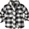 Enfants De Noël Tops Enfants Enfant Flanelle Chemise Veste Plaid À Manches Longues Revers Bouton Bas Shacket Bébé Garçons Filles Poches