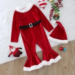 XUYAN Enfants Running Outwear Enfant Filles De Noël À Manches Longues Polaire Romper Bell Bottoms Flare Jumpsuit Chapeau Ensemble Pour -Rose Magasin 71UQ3MwzOzL. AC UL1500