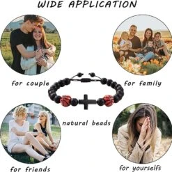 AnChang Gifts For Teen Boys Baseball Basketball Bracelet Natural Stone Bead Cross Bracelet For Mens Boys Son Grandson Coach Anniversaire Graduation Cadeaux De Noël -Rose Magasin 71UcHCkl3nL. AC UL1500