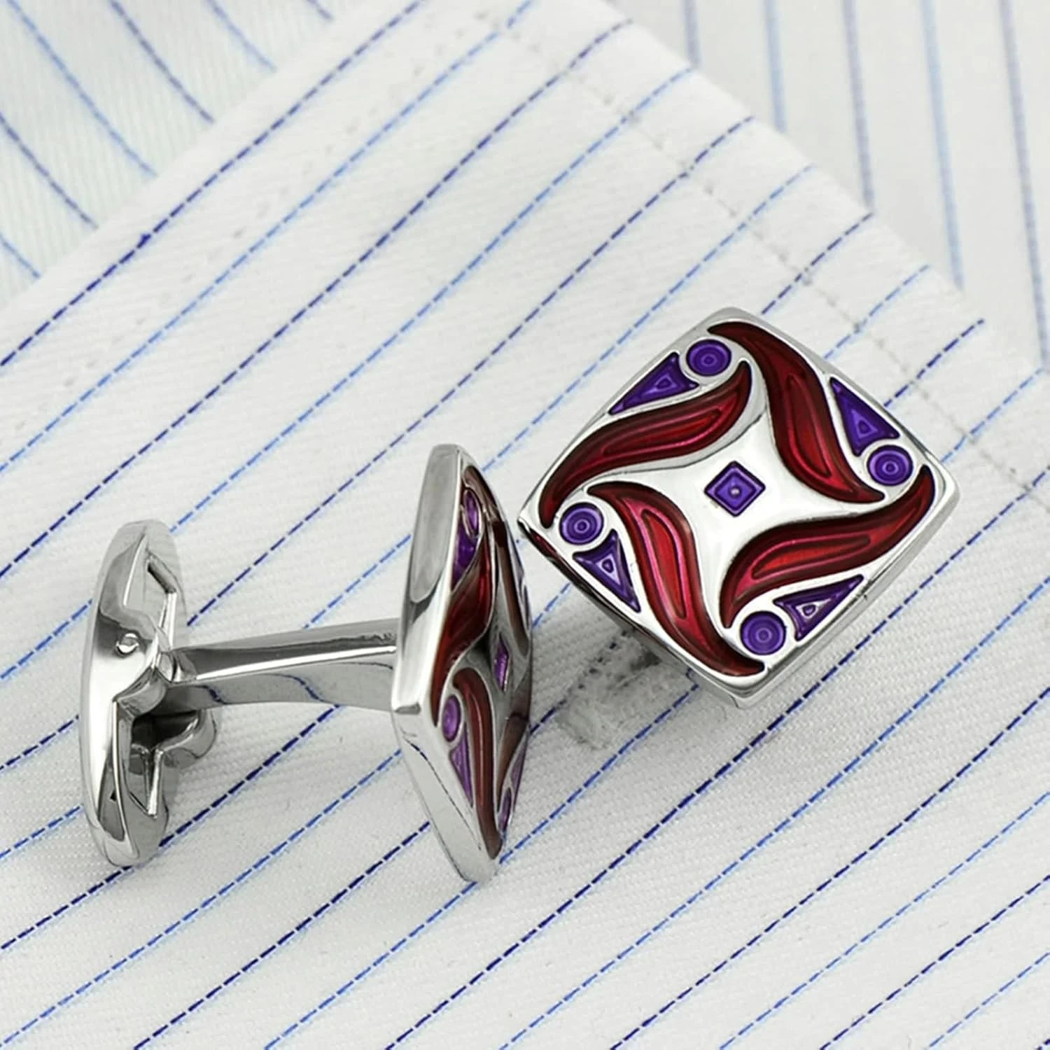 Banemi Silver Boutons De Manchette Gravé, Boutons De Manchette Groom Personnalisé Émail Carré Ensembles Pour Dîner De Noël 1.6CM 4 Banemi Silver Boutons De Manchette Gravé, Boutons De Manchette Groom Personnalisé Émail Carré Ensembles Pour Dîner De Noël 1.6CM – Image 2