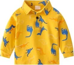 Bébé De Noël Blouse Enfant Garçons Dinosaure Imprimer Lapel À Manches Longues Pullover Chemise Automne Tops École Tenues Quotidiennes