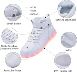 Chaussures LED Light Up Pour Enfants Baskets Hautes Pour Garçons Filles Chaussures De Danse Hip-Hop Pour Halloween Fête De Noël Avec Charge USB -Rose Magasin 71W T5GteOL. AC UL1500