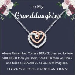 UPROMI Fille Petite-fille Collier, Double Coeur Collier, Graduation Anniversaire Retour à L'école Bijoux De Noël Cadeaux Pour Femmes Adolescentes Filles