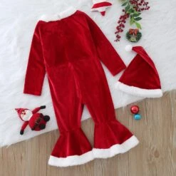 XUYAN Enfants Running Outwear Enfant Filles De Noël À Manches Longues Polaire Romper Bell Bottoms Flare Jumpsuit Chapeau Ensemble Pour -Rose Magasin 71WZyGjnmGL. AC UL1500