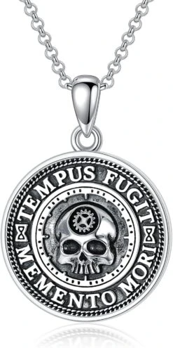 PROESS Memento Mori/Satanic/Saint Anthony/Christopher/Michael/Lilith/Santa Meurte/Medusa Collier 925 Sterling Silver Amulet Medal Bijoux Cadeaux Pour Hommes Femmes Pour Noël Anniversaire