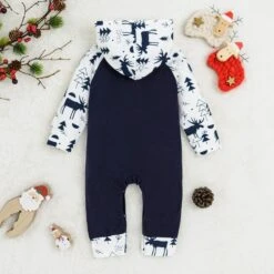 NLGToy Enfant Bébé Garçons Deux-Pièce Costume De Noël Lettre Cerf Brief Imprimé À Capuche Romper Combinaison Vêtements Costume Bébé Fille Outfit (Blue, 6-12 Mois) -Rose Magasin 71YXvNap8vL. AC SL1500