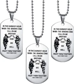 Collier Homme CaleesLLC Nous Les Combattrons Ensemble, à Mon Frère Collier Chien Militaire Tag Pendentif Noël Anniversaire Fête, Lot De 3