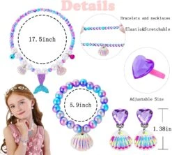 DkakoJew Jewelry Set For Girls Necklace Bracelet Boucle D'oreille Set Mermaid Necklace For Girls Jewelry Set Halloween Noël Anniversaire Cadeau -Rose Magasin 71asml6NML. AC UL1500