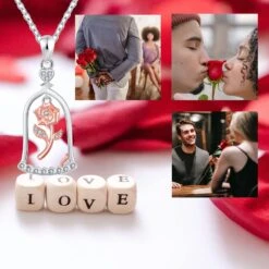 Collier Pendentif Fleur De Rose JXJL Sterling Silver Heart Romantic Beauty & Beast Princess Mothers Day Valentine Noël Anniversaire Cadeau Bijoux Pour Femmes Adolescentes -Rose Magasin 71cfSOGpP2S. AC UL1500