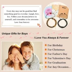 Cadeaux MONOZO Pour Homme Garçon - 8mm Tiger Eye & Black Agate Stone Beaded Bracelet Réglable Initial Bracelets Anniversaire Noël Valentines Fête Des Pères Bijoux Cadeaux Pour Papa Fils Hommes Garçons Époux Petit Ami -Rose Magasin 71d3WVd3IyL. AC UL1500