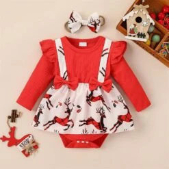Nouveau-né Bébé Garçon Lapin Chapeau De Noël Jour Bébé Filles Garçons Mignon Côtelée Romper Robe À Manches Longues 18 Mois Bébé Fille -Rose Magasin 71dyJo6qDEL. AC UL1500